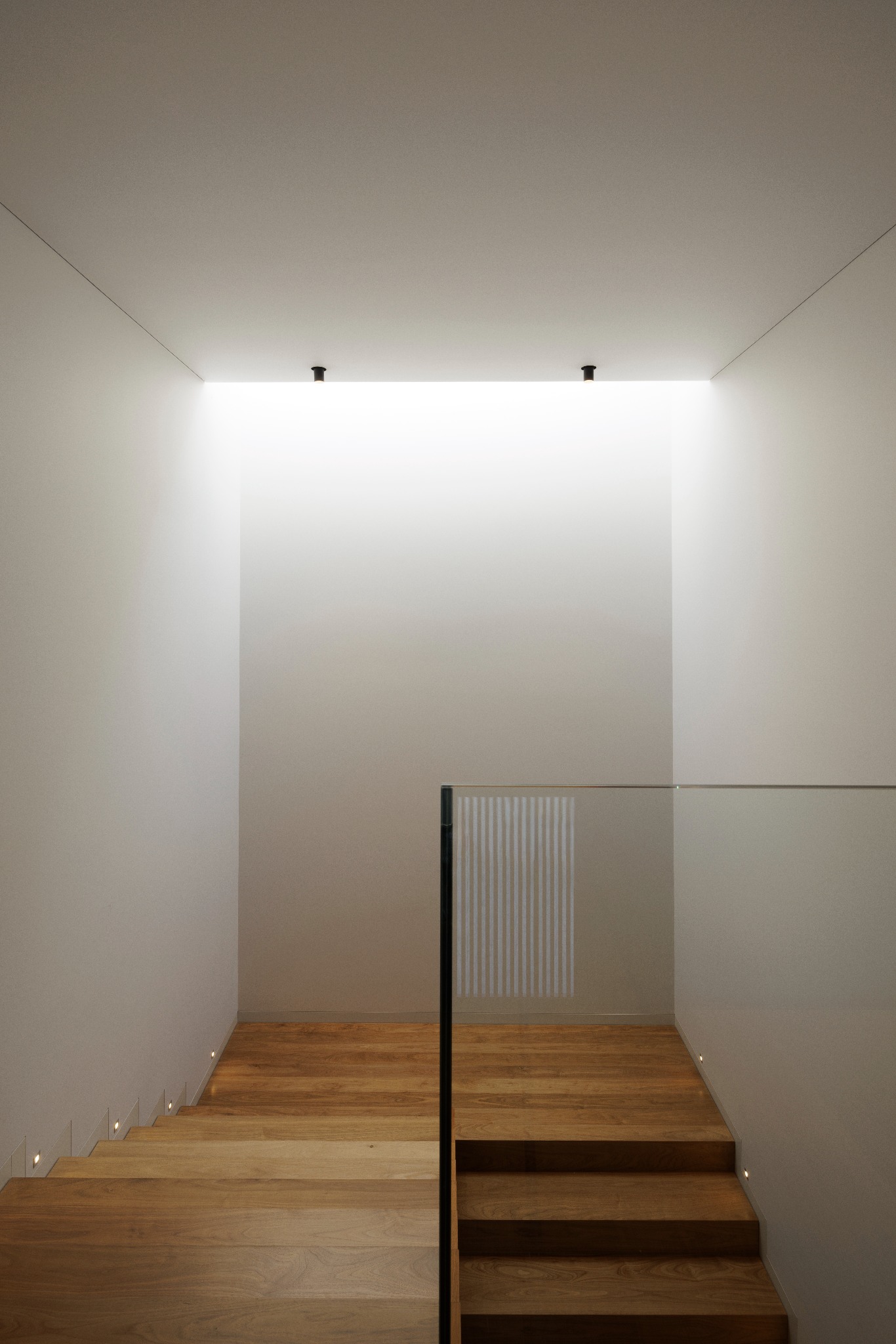 Casa D, escada iluminada por luz zenital